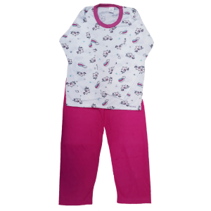 0367 Pijama Comprido Pink com Unicórnio 10 12